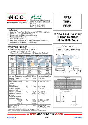 FR3K datasheet - 3 Amp Fast Recovery Silicon Rectifier 50 to 1000 Volts