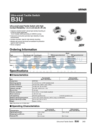 B3U-1000P datasheet - Ultra-small Tactile Switch