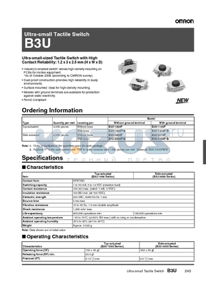 B3U-3100P-B datasheet - Ultra-small Tactile Switch