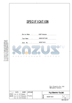 4MBI100T-060 datasheet - 4MBI100T-060