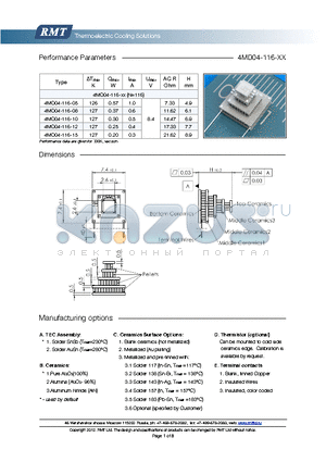 4MD04-116-05 datasheet - Blank ceramics (not metallized) Metallized (Au plating) Blank, tinned Copper