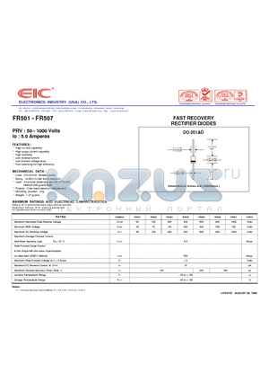 FR504 datasheet - FAST RECOVERY RECTIFIER DIODES