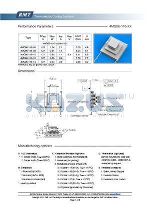 4MD06-116-05 datasheet - Blank ceramics (not metallized) Metallized (Au plating) Blank, tinned Copper