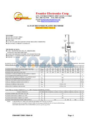 FR60-06 datasheet - 6A FAST RECOVERY PLASTIC RECTIFIER