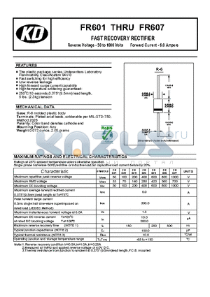 FR601 datasheet - FAST RECOVERY RECTIFIER