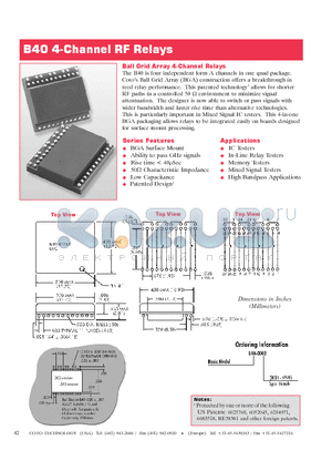 B40-0002 datasheet - 4-Channel RF Relays