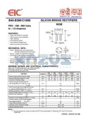 B40-C1000 datasheet - SILICON BRIDGE RECTIFIERS