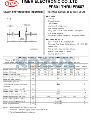 FR602 datasheet - 6.0AMP FAST RECOVERY RECTIFIERS