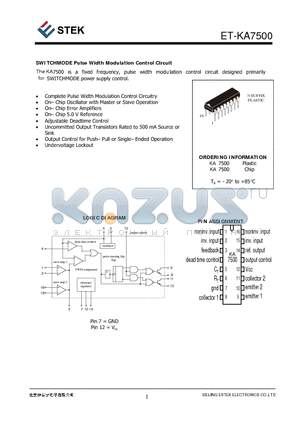 ET-KA7500 datasheet - SWITCHMODE Pulse Width Modulation Control Circuit