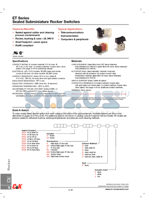 ET01J1ABE2 datasheet - Sealed Subminiature Rocker Switches