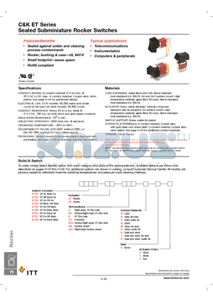 ET01J1AVB3 datasheet - Sealed Subminiature Rocker Switches