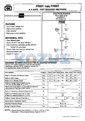 FR603 datasheet - 6.0 AMPS. FAST RECOVERY RECTIFIERS