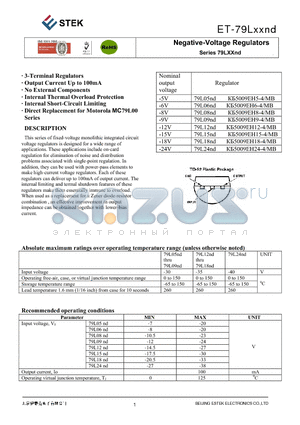 ET-79LXXND datasheet - Negative-Voltage Regulators