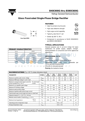 B40C800G datasheet - Glass Passivated Single-Phase Bridge Rectifier