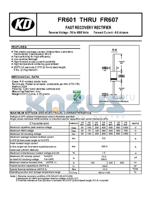 FR604 datasheet - FAST RECOVERY RECTIFIER