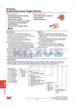 ET01M3ABE2 datasheet - Sealed Subminiature Toggle Switches