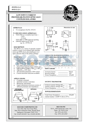 4N32-1 datasheet - LOW INPUT CURRENT PHOTODARLINGTON OPTICALLY COUPLED ISOLATORS