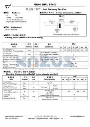 FR606 datasheet - Fast Recovery Rectifier