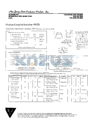4N35 datasheet - Photon Coupled Isolator