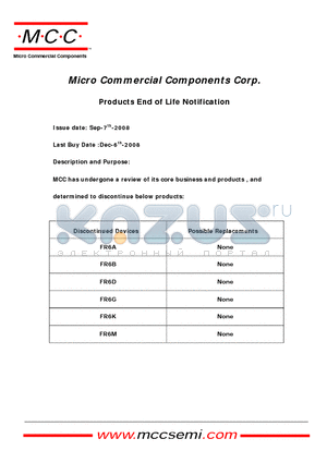 FR6A_08 datasheet - 6 Amp Fast Recovery Rectifier 50 to 1000 Volts