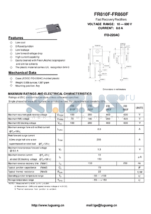 FR860F datasheet - Fast Recovery Rectifiers