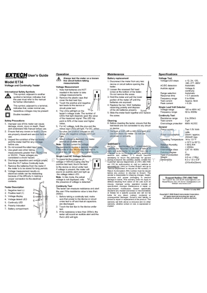 ET34 datasheet - Voltage and Continuity Tester