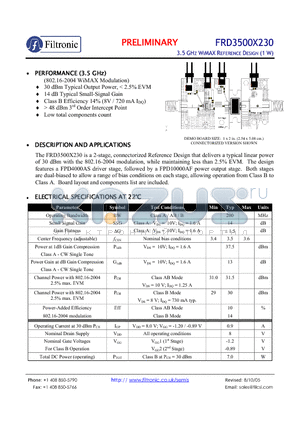 FRD3500X230 datasheet - 3.5 GHZ WIMAX REFERENCE DESIGN (1 W)