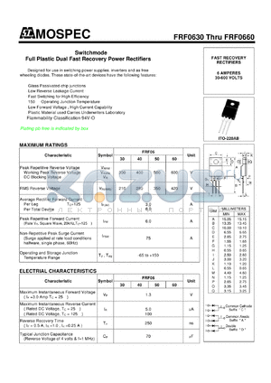 FRF0650 datasheet - Switchmode Full Plastic Dual Fast Recovery Power Rectifiers