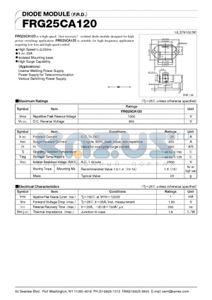 FRG25CA120 datasheet - DIODE MODULE (F.R.D.)