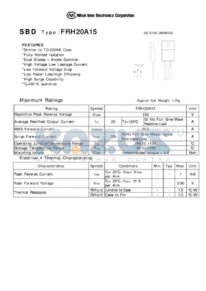 FRH20A15 datasheet - SBD DUAL DIODES - ANODE COMMON