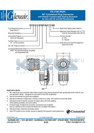 FRITSG4108RGP datasheet - Cylindrical Plug Connector