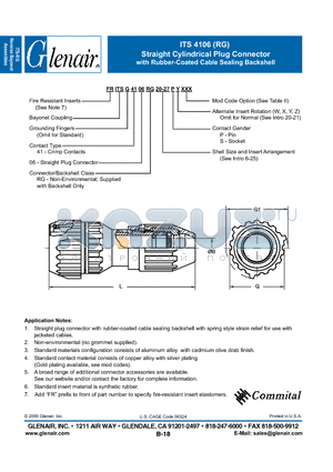 FRITS4106RG datasheet - Straight Cylindrical Plug Connector