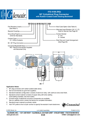 FRITS4108RG datasheet - Cylindrical Plug Connector