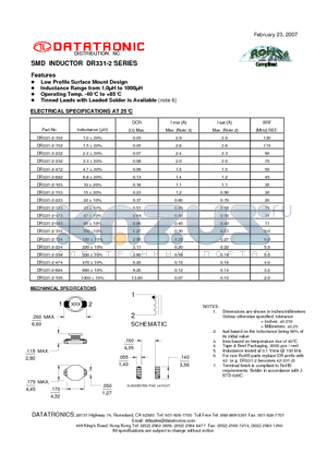 DR331-2-102 datasheet - SMD INDUCTOR