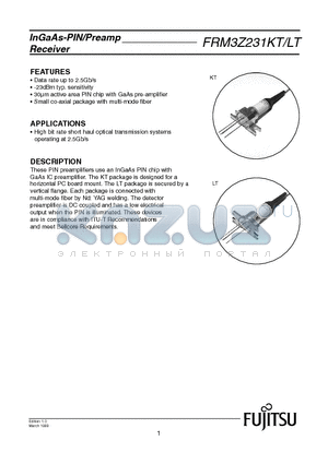 FRM3Z231LT datasheet - InGaAs-PIN/Preamp Receiver