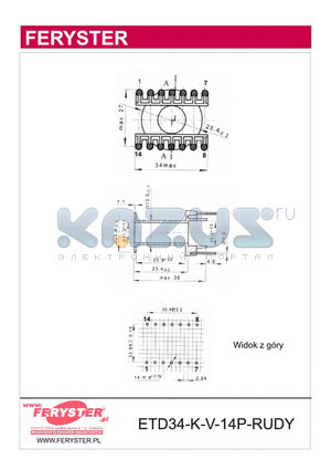 ETD-34-K-V-14P datasheet - ETD Bobbins