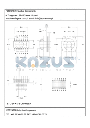 ETD-34-K-V-5 datasheet - ETD Bobbins