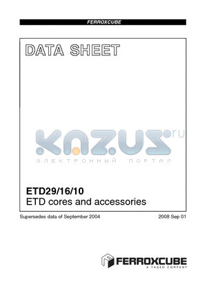 ETD29-3C94 datasheet - ETD cores and accessories