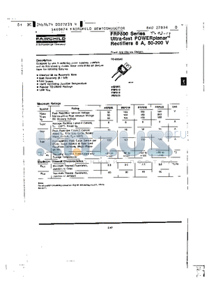 FRP800 datasheet - Ultra-fast POWERplanar Rectifiers 8 A, 50-200 V