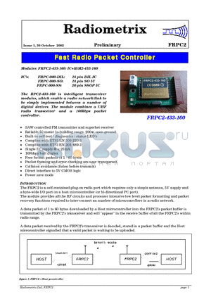 FRPC-000-SO datasheet - Fast Radio Packet Controller