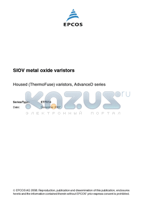 ETFV14 datasheet - SIOV metal oxide varistors