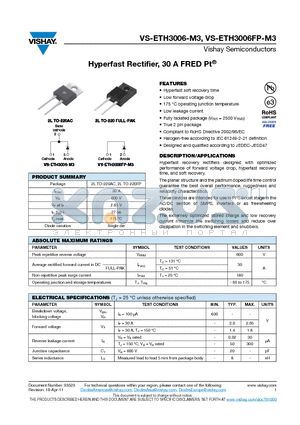 ETH3006-M3 datasheet - Hyperfast Rectifier, 30 A FRED Pt
