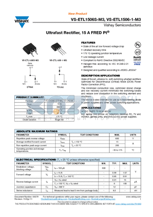 ETL1506STRL-M3 datasheet - Ultrafast Rectifier, 15 A FRED Pt