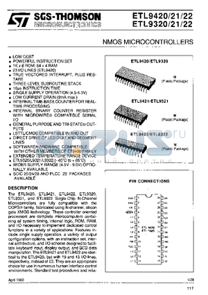 ETL9320 datasheet - NMOS MICROCONTROLLERS