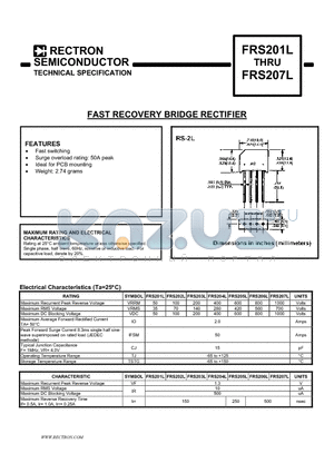 FRS203L datasheet - FAST RECOVERY BRIDGE RECTIFIER