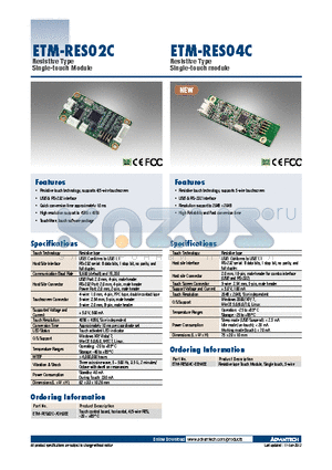 ETM-RES04C-EEH4EE datasheet - Resistive Type Single-touch module