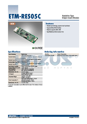 ETM-RES05C-EEH4EE datasheet - Resistive Type Single-touch Module