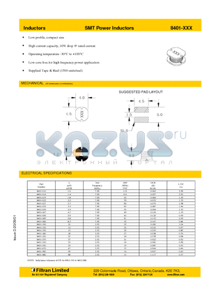 8401-033 datasheet - Inductors SMT Power Inductors