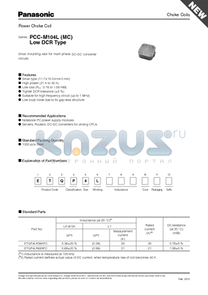 ETQP4LR36AFC datasheet - Power Choke Coil