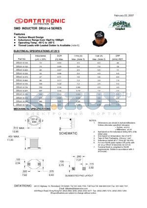 DR331-6-104 datasheet - SMD INDUCTOR